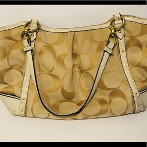 Coach Tan/Gold Canvas Handbag
